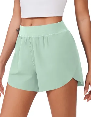 PINSPARK Womens Running Shorts High Waisted Athletic Shorts Quick Dry Exercise Workout Shorts with Mesh Liner