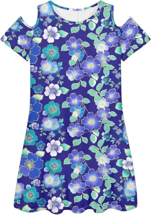 PinUp Angel Summer Casual Cute Floral Flowy Crew Neck Sundresses Graphic Beach Shift Dress for Women