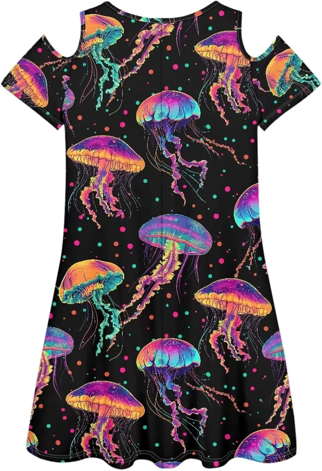 PinUp Angel Summer Casual Cute Floral Flowy Crew Neck Sundresses Graphic Beach Shift Dress for Women