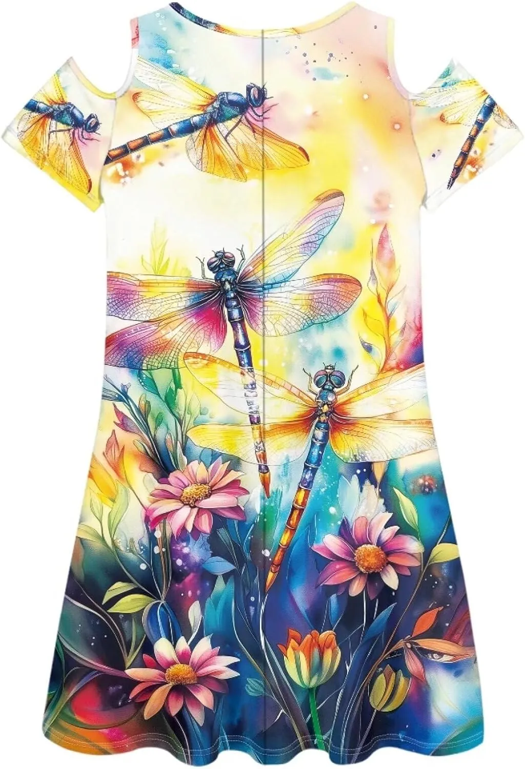PinUp Angel Summer Casual Cute Floral Flowy Crew Neck Sundresses Graphic Beach Shift Dress for Women