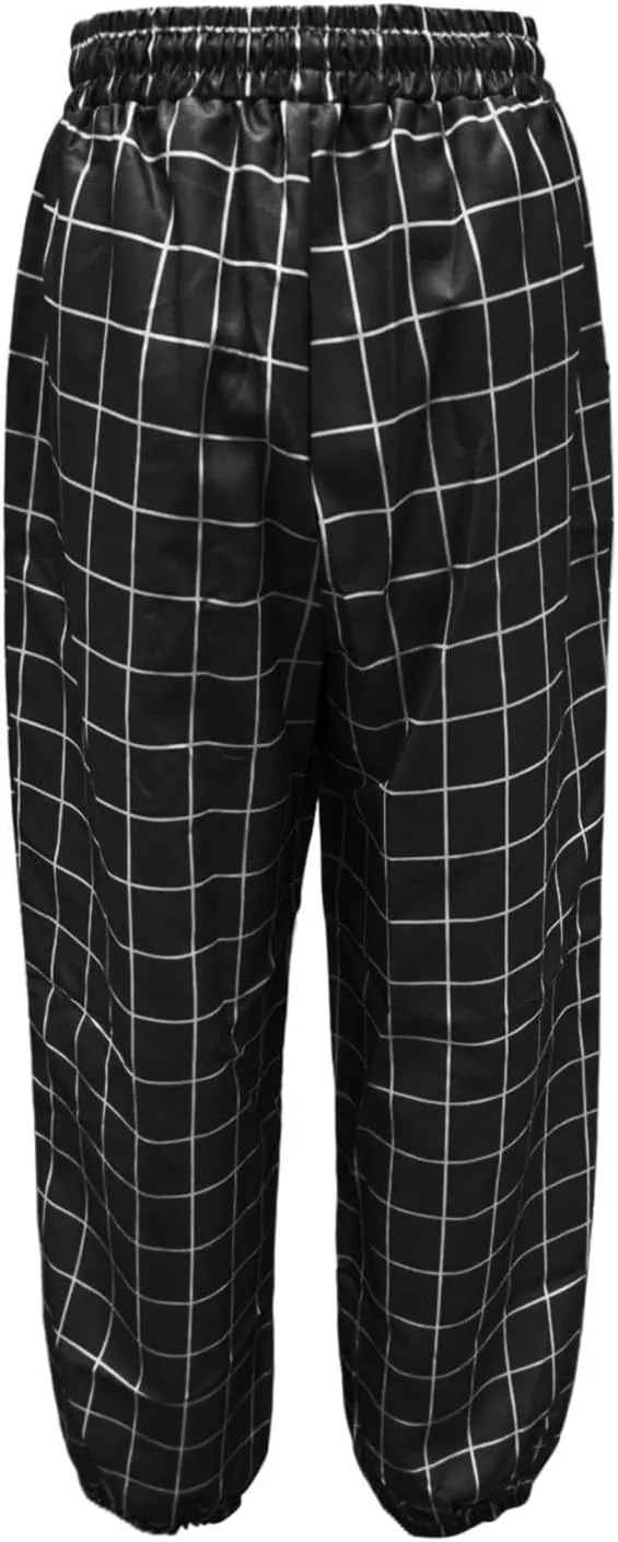 Plaid Tapered Pants for Men Slim Fitting Stretchy Lightweight Breathable Casual Trousers Workout Combat Outdoor Street Pants