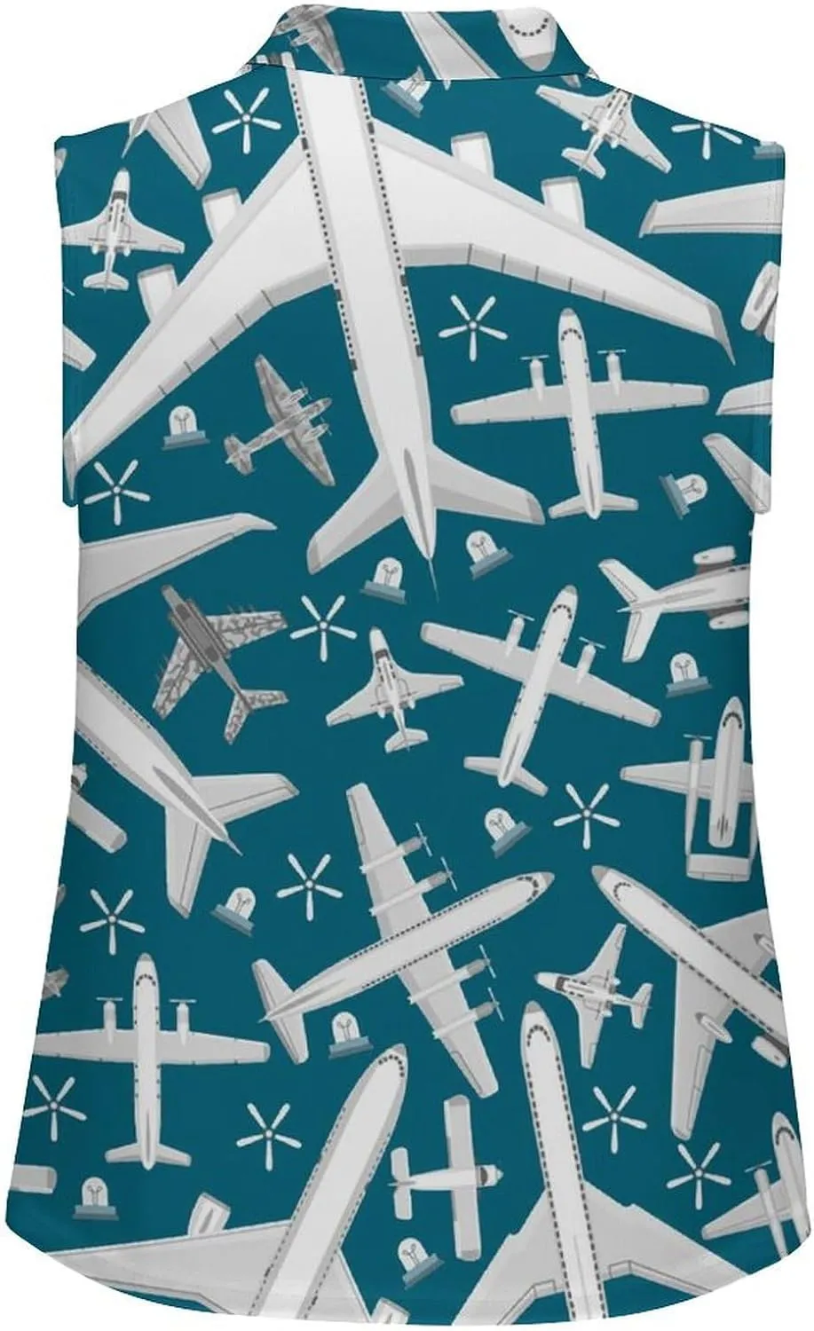 Plane Pattern Aircraft Airplane Jet Women's Sleeveless Golf Polo Shirts Athletic Tank Tops