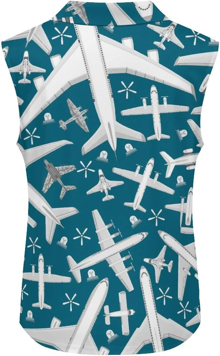 Plane Pattern Aircraft Airplane Jet Women's Sleeveless Golf Polo Shirts Athletic Tank Tops