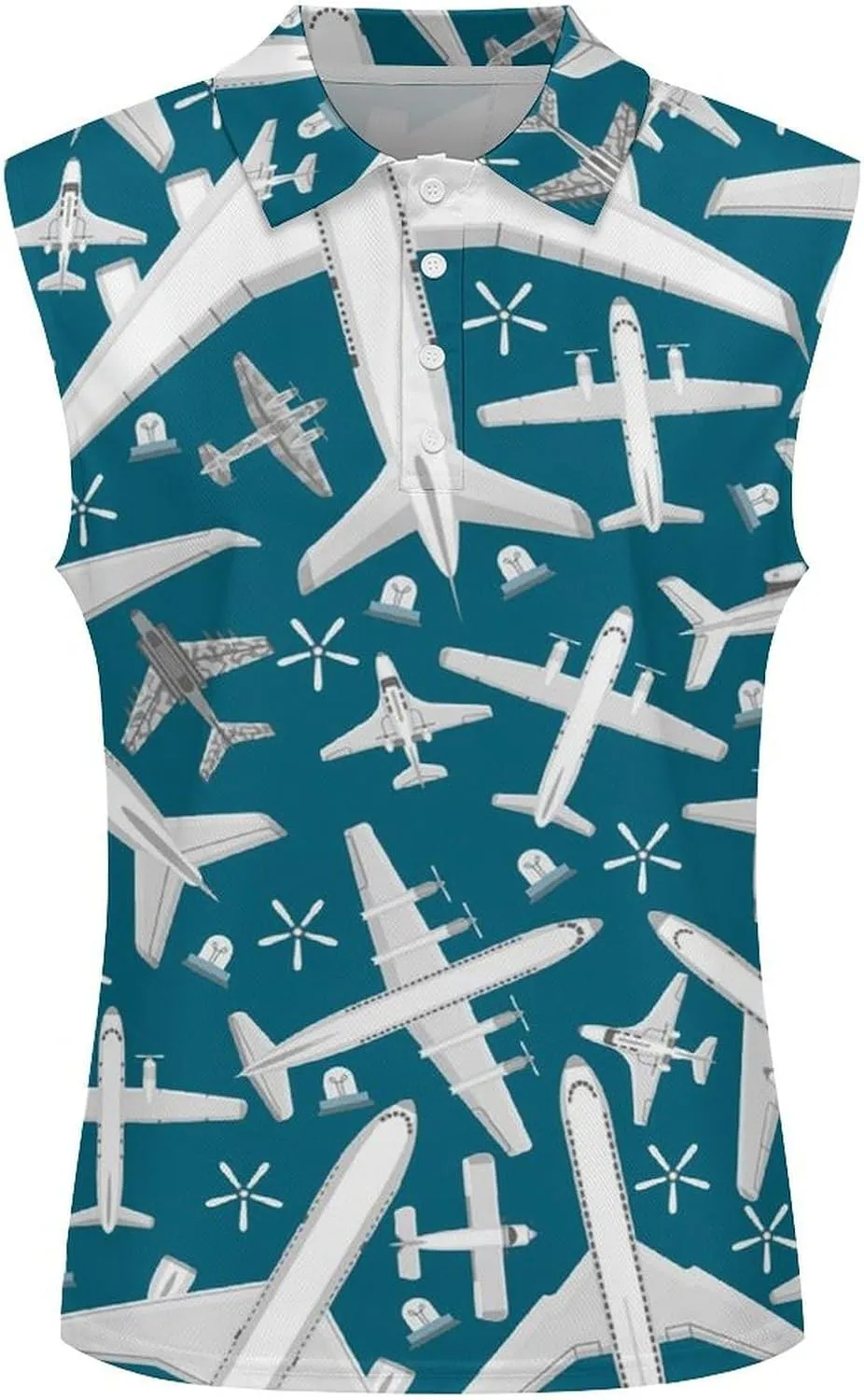 Plane Pattern Aircraft Airplane Jet Women's Sleeveless Golf Polo Shirts Athletic Tank Tops