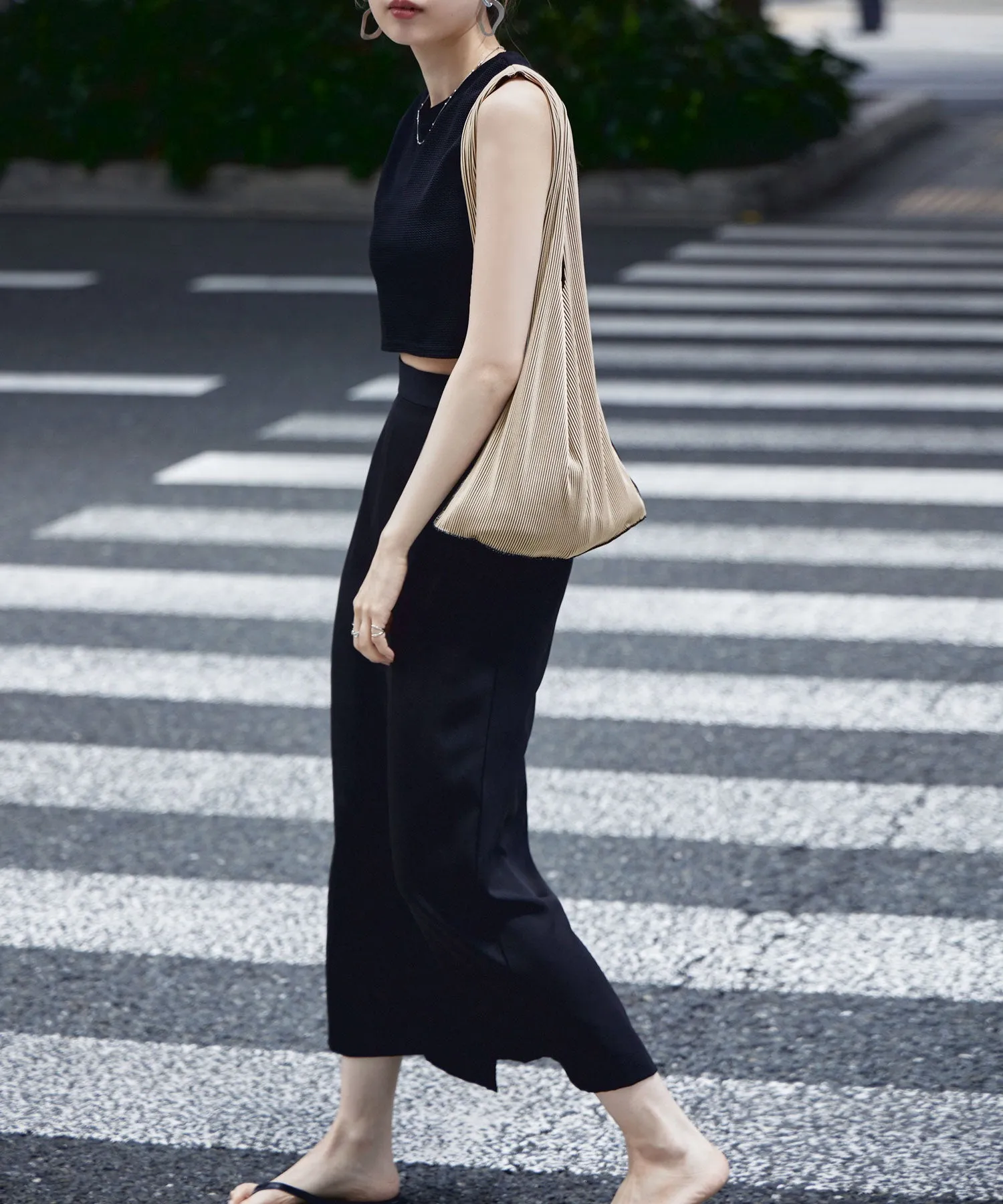 Pleated mini marche bag