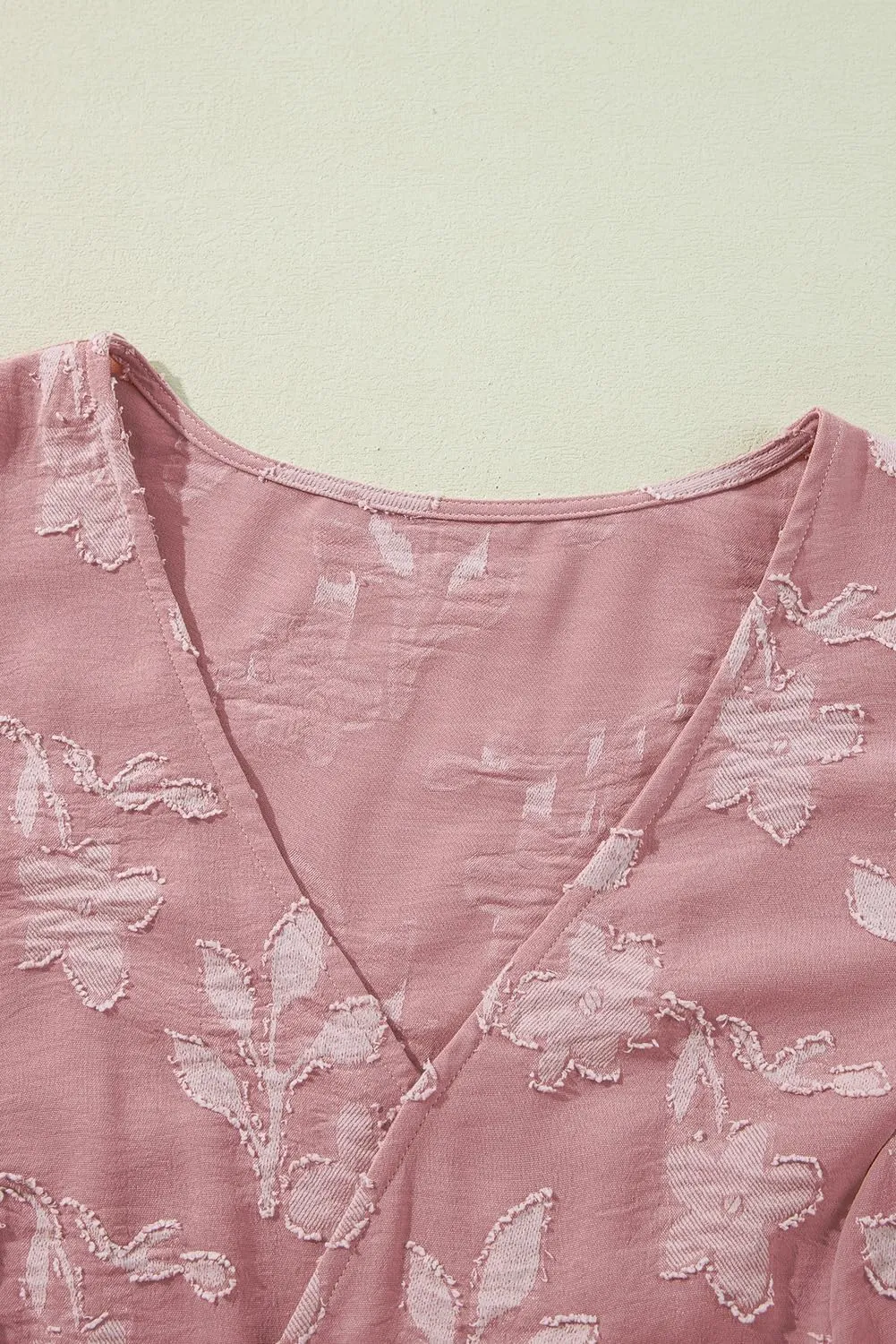 Plus Size Peach Blossom Floral Surplice V Neck Tiered Ruffled Dress for Women