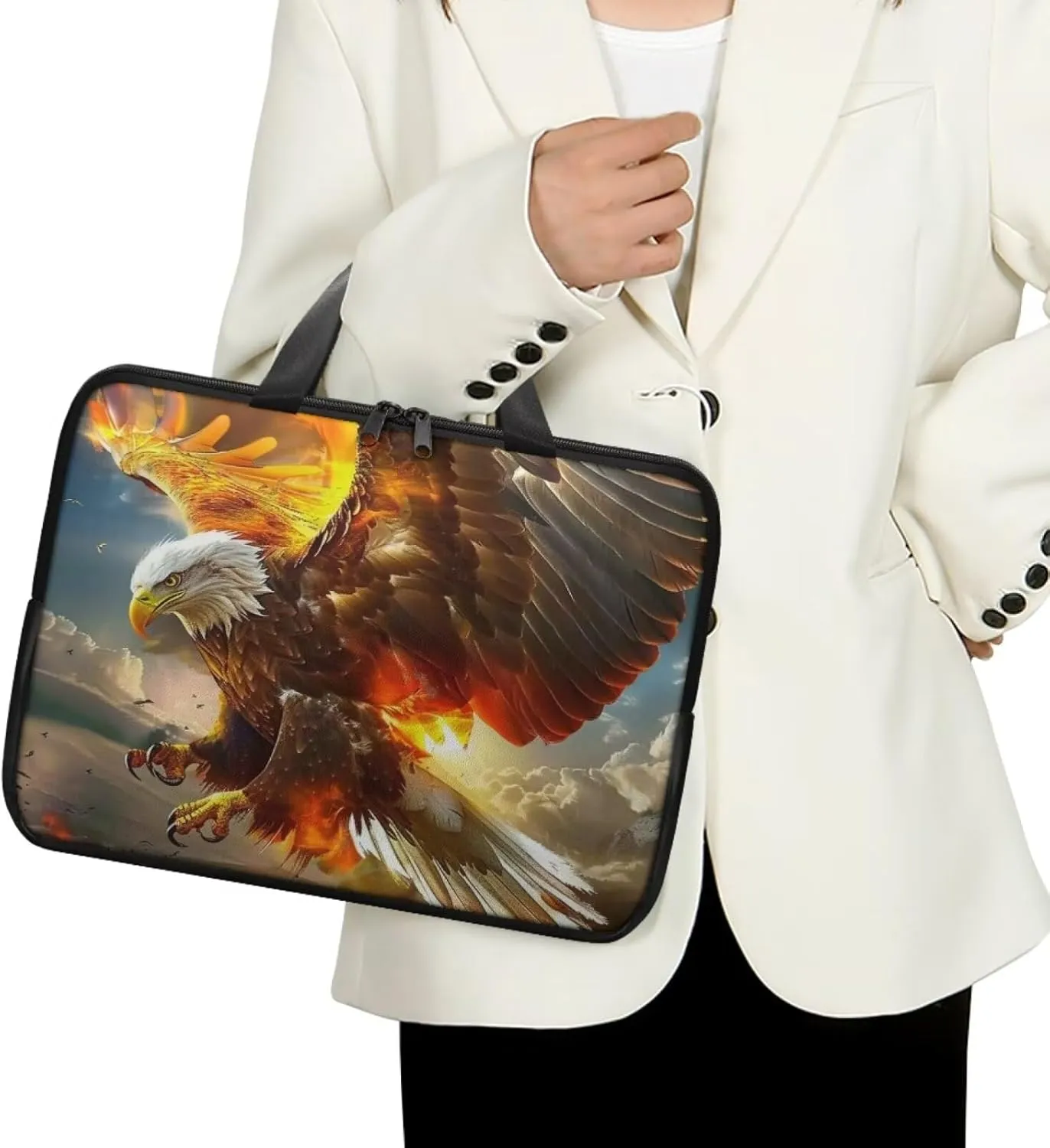 PU Leather Print Laptop Bag Computer Carrying Case Fits Laptop and Tablet, Sleek Design