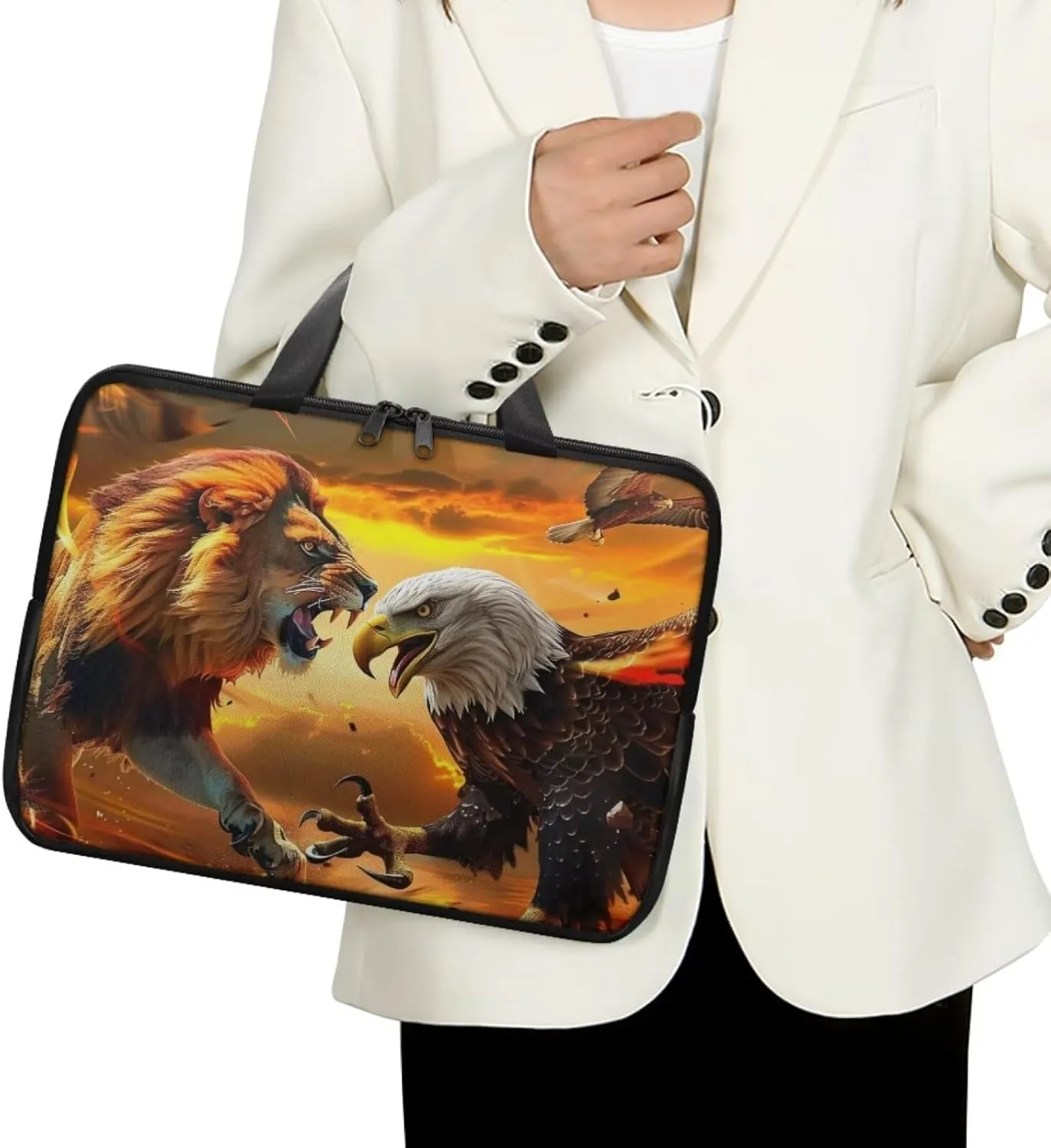 PU Leather Print Laptop Bag Computer Carrying Case Fits Laptop and Tablet, Sleek Design