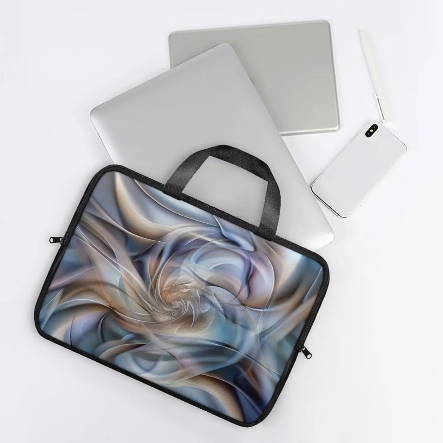PU Leather Print Laptop Bag Computer Carrying Case Fits Laptop and Tablet, Sleek Design