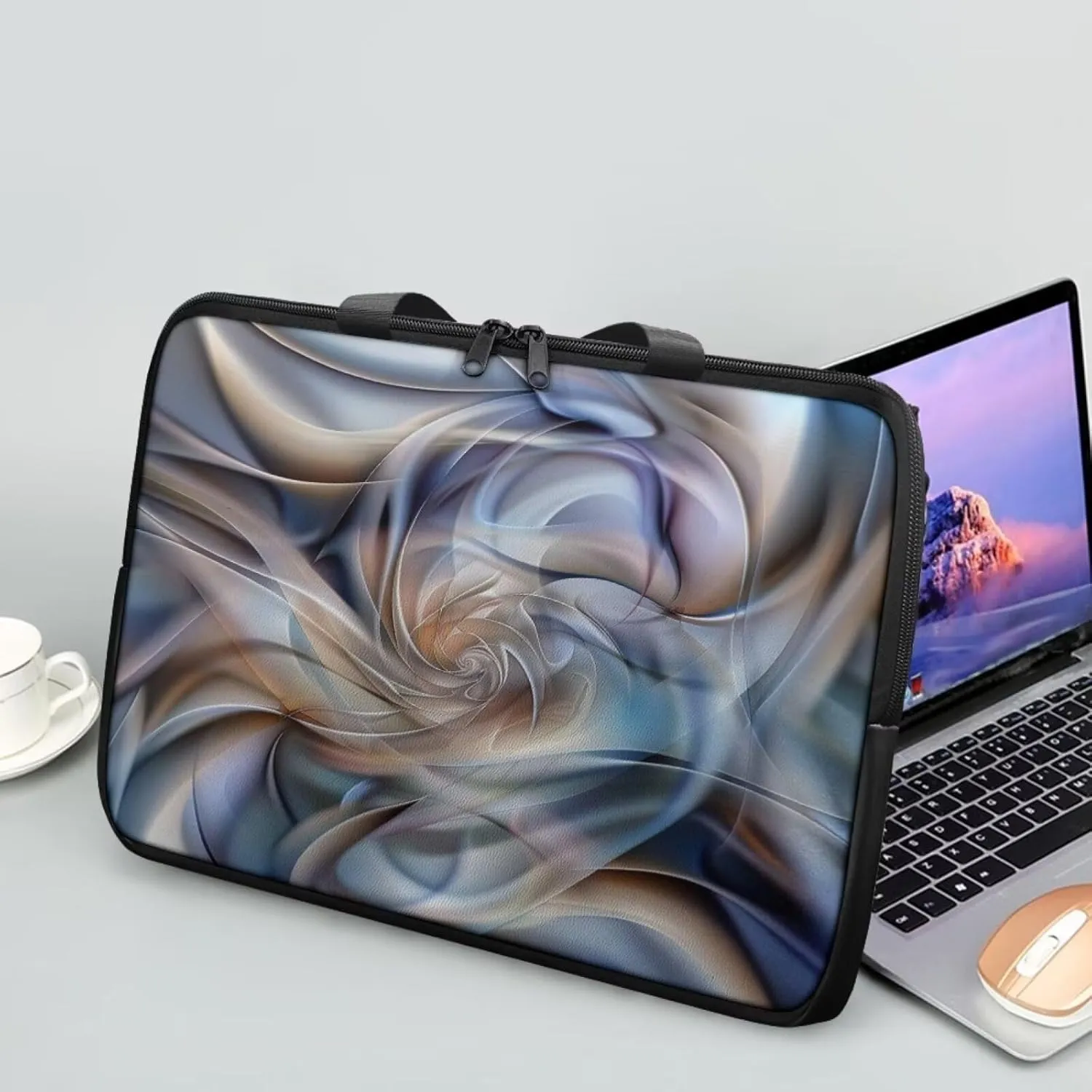 PU Leather Print Laptop Bag Computer Carrying Case Fits Laptop and Tablet, Sleek Design