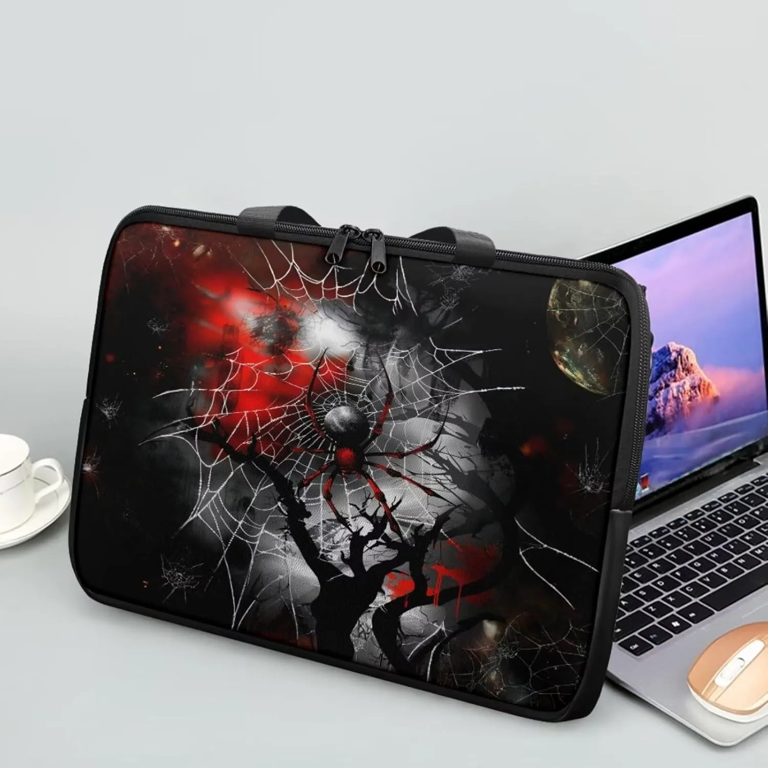 PU Leather Print Laptop Bag Computer Carrying Case Fits Laptop and Tablet, Sleek Design