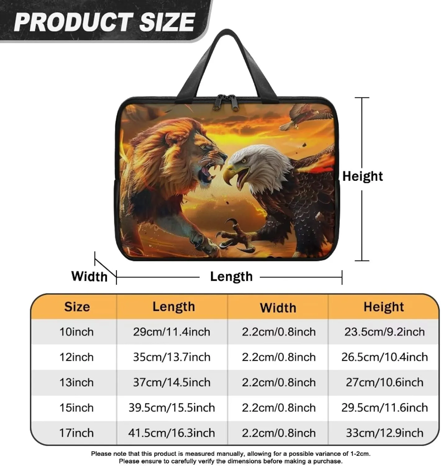 PU Leather Print Laptop Bag Computer Carrying Case Fits Laptop and Tablet, Sleek Design