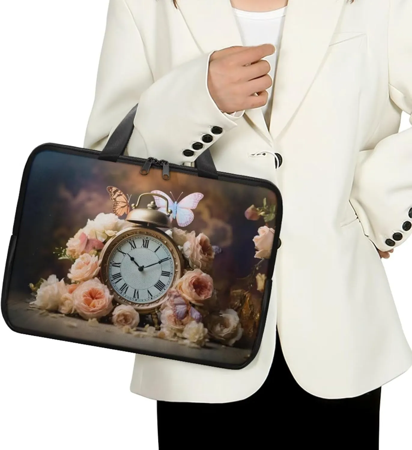 PU Leather Print Laptop Bag Computer Carrying Case Fits Laptop and Tablet, Sleek Design
