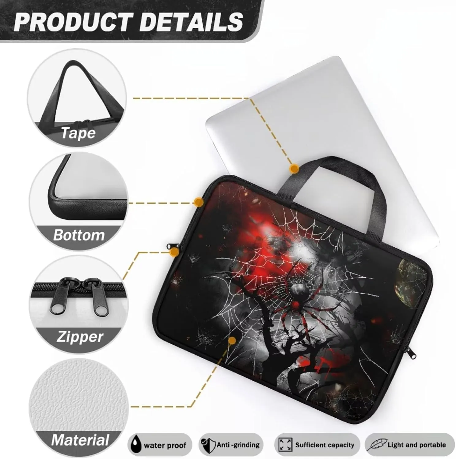 PU Leather Print Laptop Bag Computer Carrying Case Fits Laptop and Tablet, Sleek Design