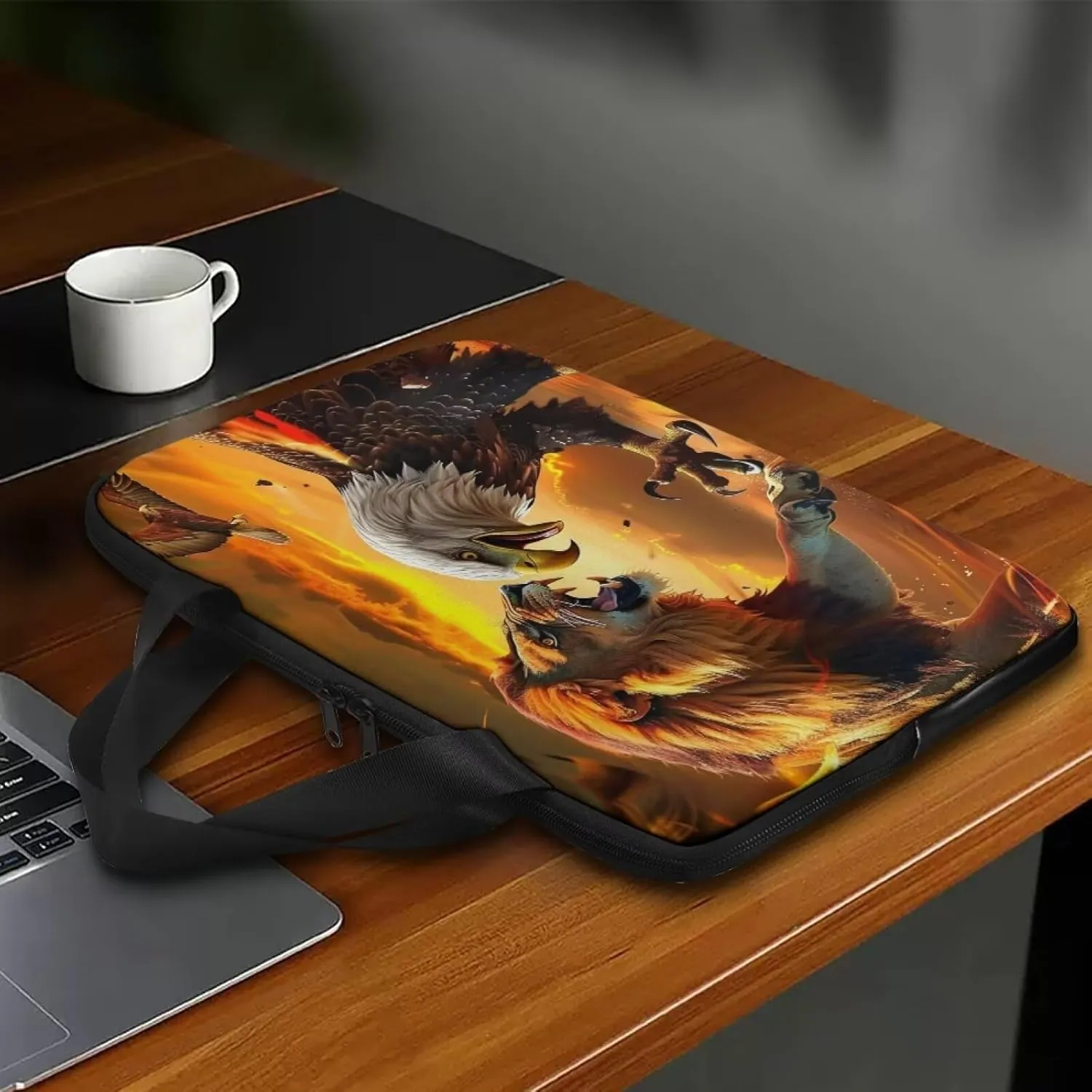 PU Leather Print Laptop Bag Computer Carrying Case Fits Laptop and Tablet, Sleek Design