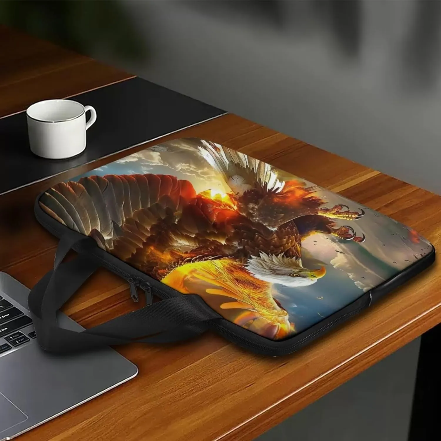 PU Leather Print Laptop Bag Computer Carrying Case Fits Laptop and Tablet, Sleek Design