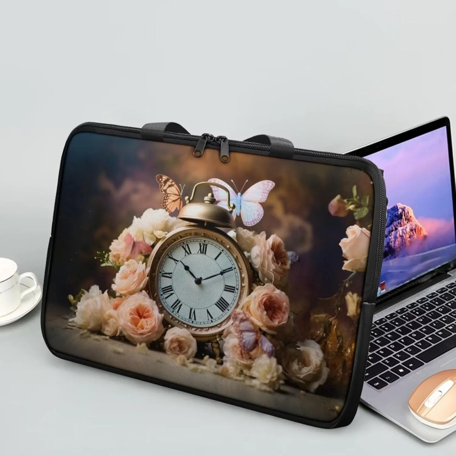 PU Leather Print Laptop Bag Computer Carrying Case Fits Laptop and Tablet, Sleek Design