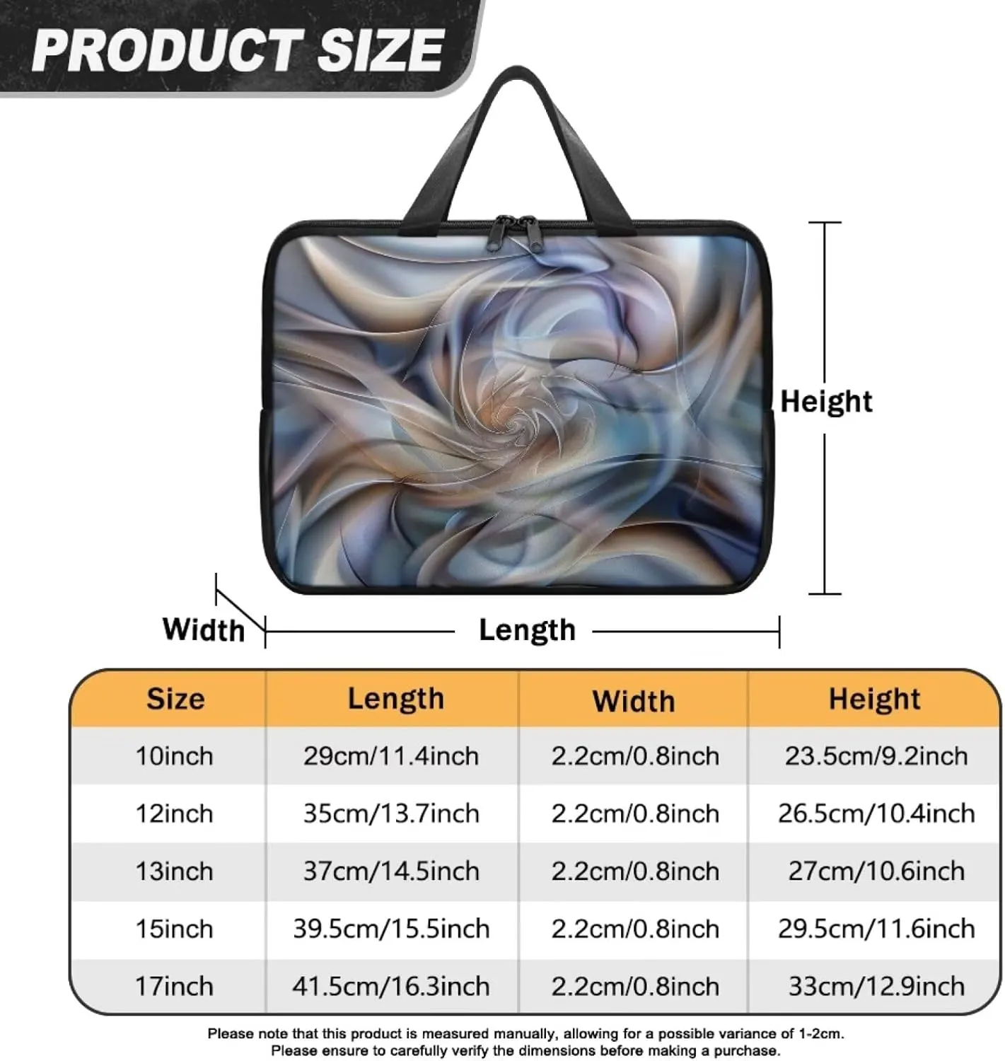 PU Leather Print Laptop Bag Computer Carrying Case Fits Laptop and Tablet, Sleek Design
