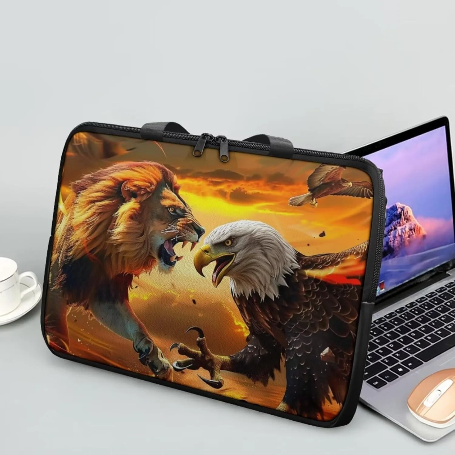 PU Leather Print Laptop Bag Computer Carrying Case Fits Laptop and Tablet, Sleek Design