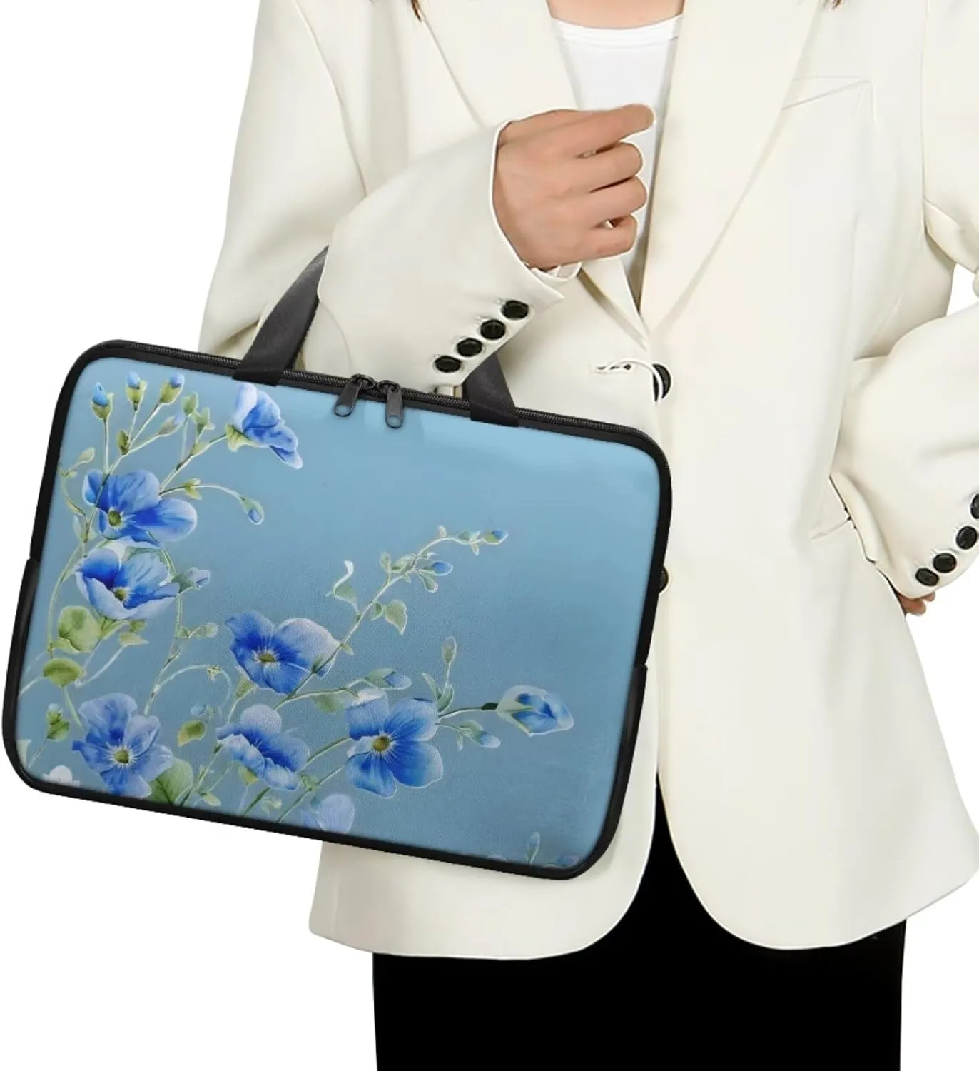 PU Leather Print Laptop Bag Computer Carrying Case Fits Laptop and Tablet, Sleek Design