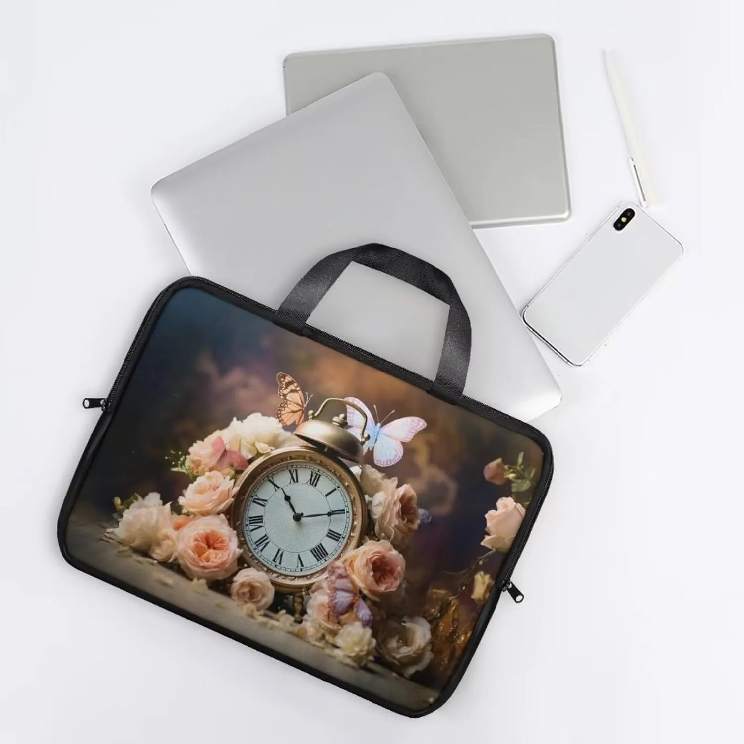 PU Leather Print Laptop Bag Computer Carrying Case Fits Laptop and Tablet, Sleek Design