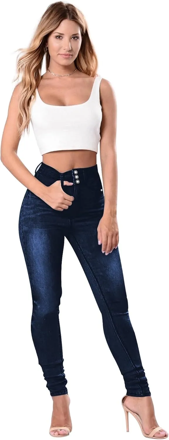 Qazel Vorrlon Women's High Waisted Jeans for Women Ripped Skinny Stretch Distressed Jeans High Rise Butt Lifting Demin Pants