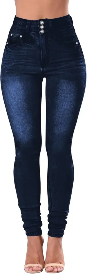 Qazel Vorrlon Women's High Waisted Jeans for Women Ripped Skinny Stretch Distressed Jeans High Rise Butt Lifting Demin Pants