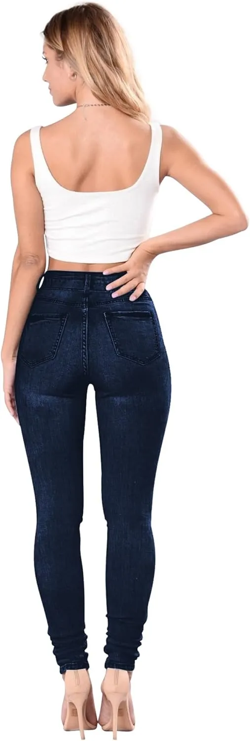Qazel Vorrlon Women's High Waisted Jeans for Women Ripped Skinny Stretch Distressed Jeans High Rise Butt Lifting Demin Pants