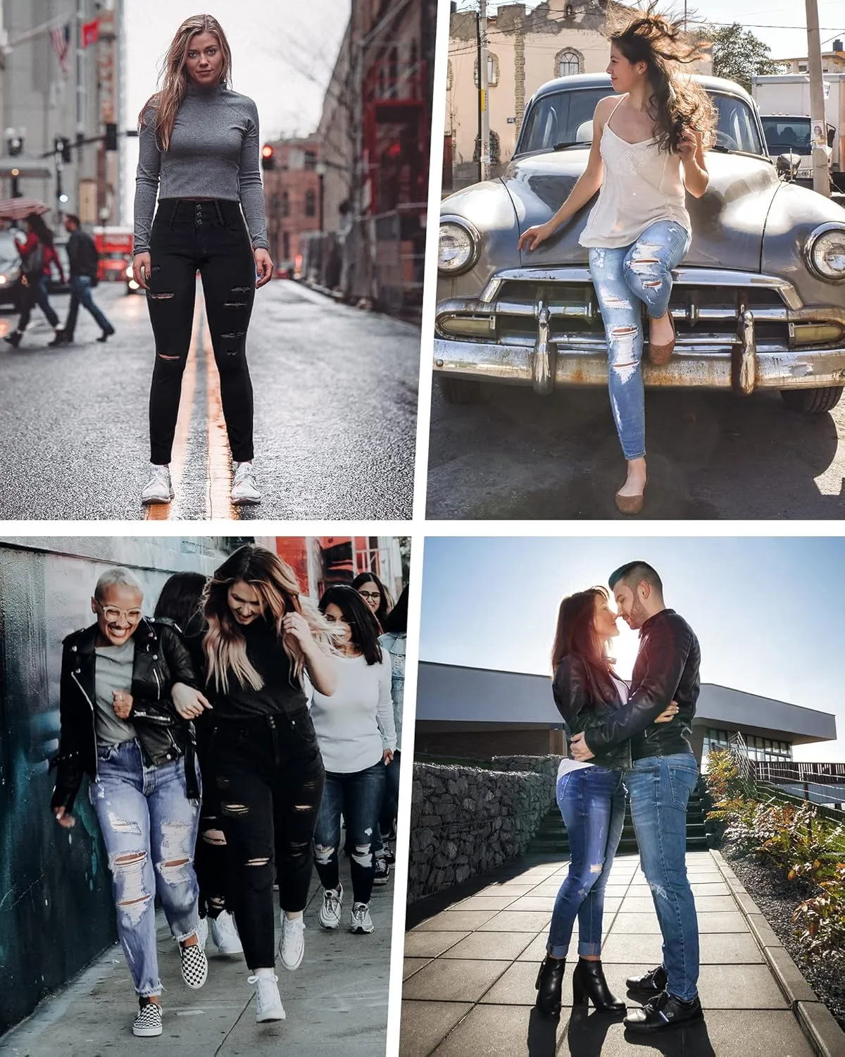 Qazel Vorrlon Women's High Waisted Jeans for Women Ripped Skinny Stretch Distressed Jeans High Rise Butt Lifting Demin Pants