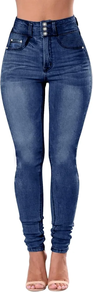 Qazel Vorrlon Women's High Waisted Jeans for Women Ripped Skinny Stretch Distressed Jeans High Rise Butt Lifting Demin Pants