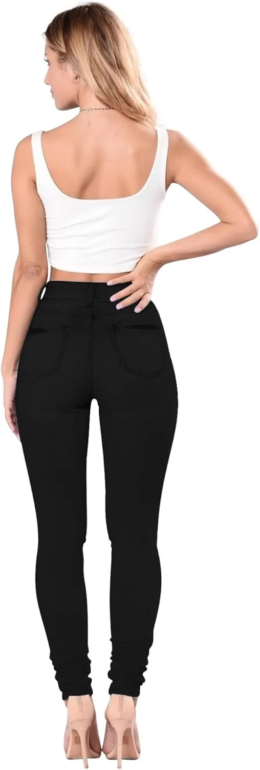 Qazel Vorrlon Women's High Waisted Jeans for Women Ripped Skinny Stretch Distressed Jeans High Rise Butt Lifting Demin Pants