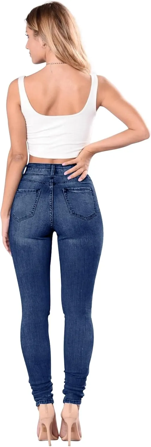 Qazel Vorrlon Women's High Waisted Jeans for Women Ripped Skinny Stretch Distressed Jeans High Rise Butt Lifting Demin Pants