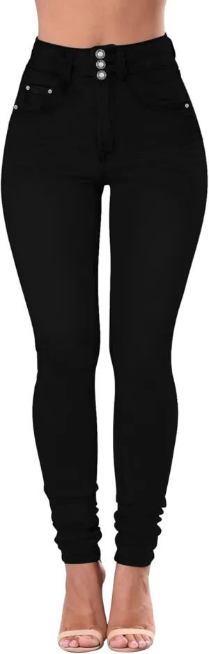 Qazel Vorrlon Women's High Waisted Jeans for Women Ripped Skinny Stretch Distressed Jeans High Rise Butt Lifting Demin Pants
