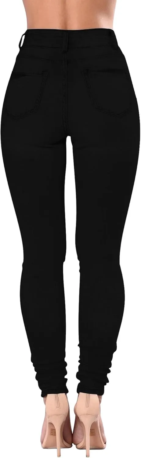 Qazel Vorrlon Women's High Waisted Jeans for Women Ripped Skinny Stretch Distressed Jeans High Rise Butt Lifting Demin Pants