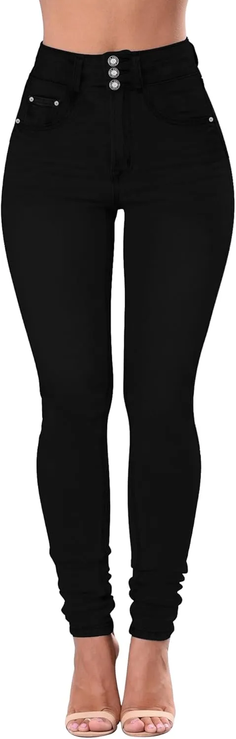 Qazel Vorrlon Women's High Waisted Jeans for Women Ripped Skinny Stretch Distressed Jeans High Rise Butt Lifting Demin Pants
