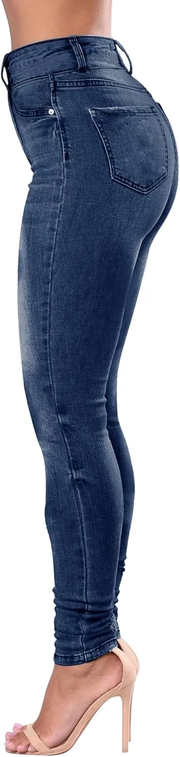 Qazel Vorrlon Women's High Waisted Jeans for Women Ripped Skinny Stretch Distressed Jeans High Rise Butt Lifting Demin Pants