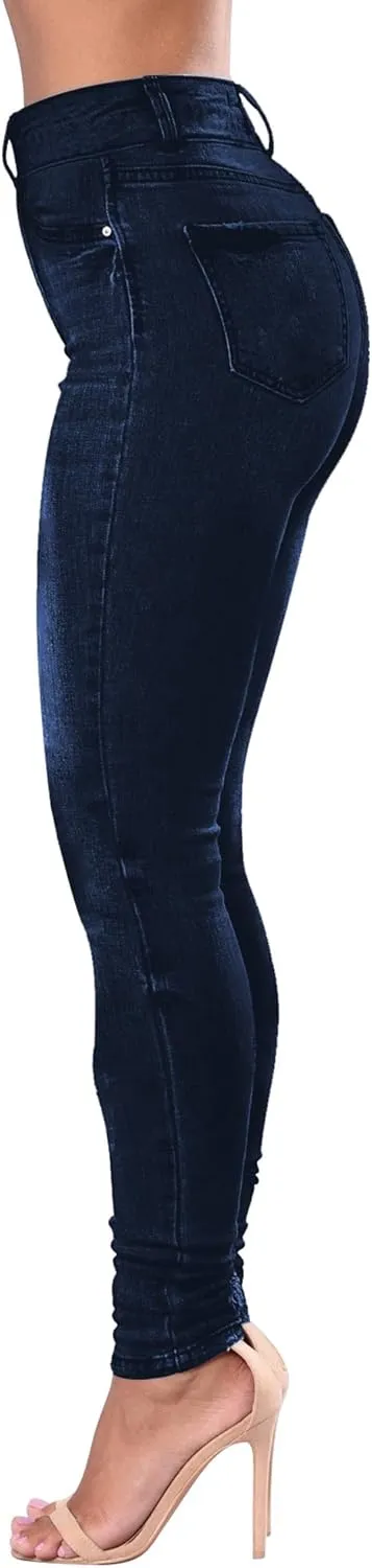 Qazel Vorrlon Women's High Waisted Jeans for Women Ripped Skinny Stretch Distressed Jeans High Rise Butt Lifting Demin Pants
