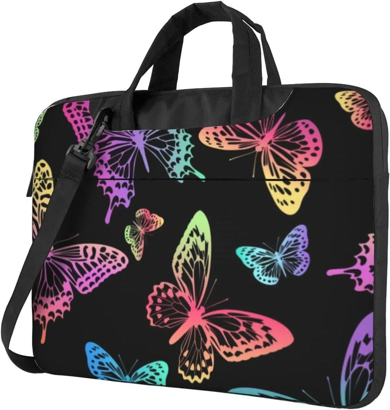 Rainbow Butterfly Sleek 13-15.6 Inch Laptop Bag For Man And Women, Computer Messenger Bag, Trendy Shoulder Strap Design