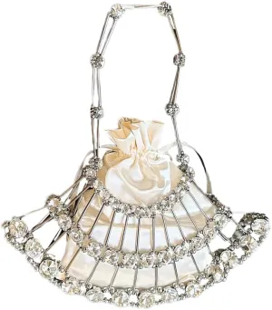 Rhinestone Beaded Clutch Purses for Women Hollowed-out Woven Bag Sparkly Evening Bags for Wedding Party Prom