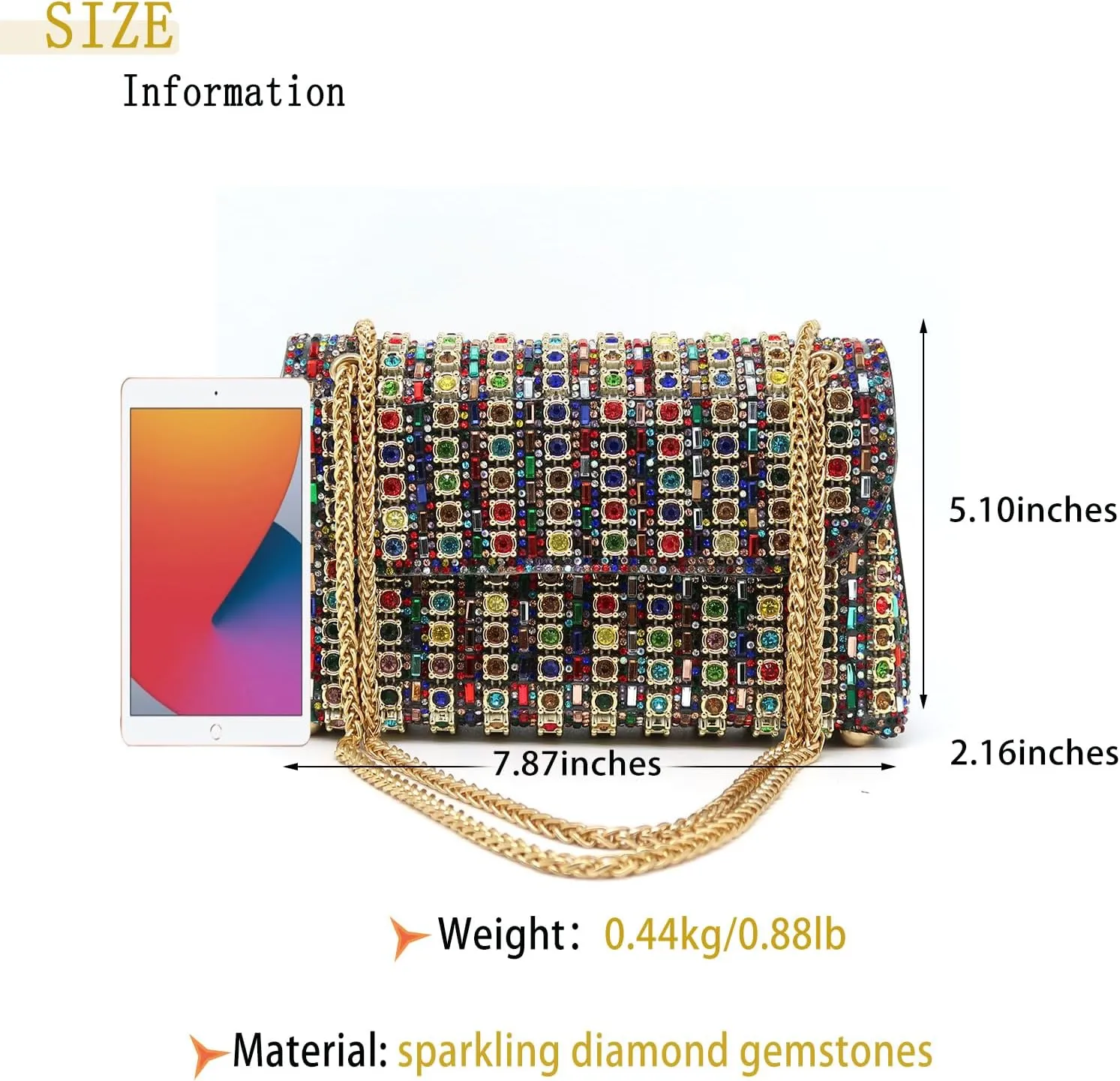 Rhinestone Evening Clutch Purse Silver Crystal Diamond Evening Bag Colorful Shoulder Crossbody Handbags for Wedding