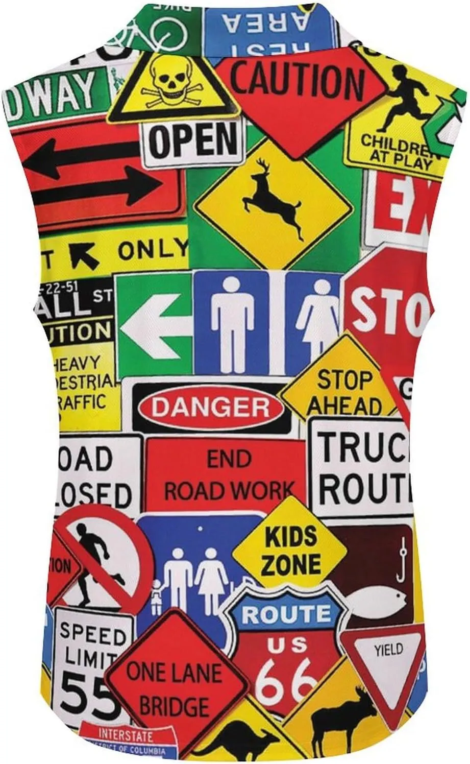 Road Traffic Sign Women's Sleeveless Golf Polo Shirts Athletic Tank Tops