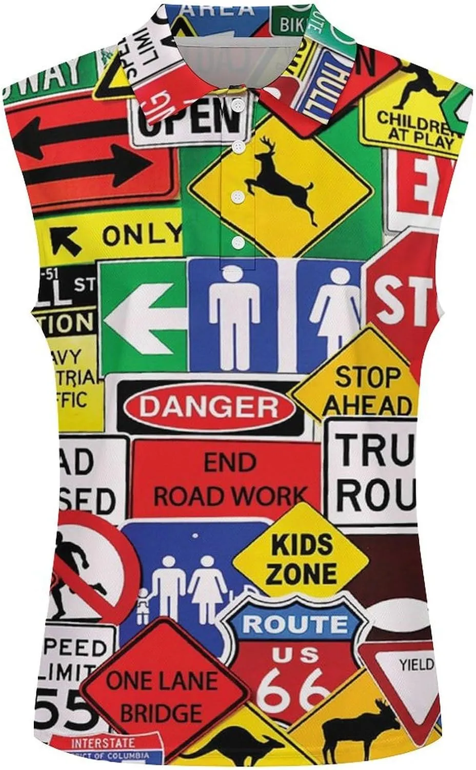 Road Traffic Sign Women's Sleeveless Golf Polo Shirts Athletic Tank Tops