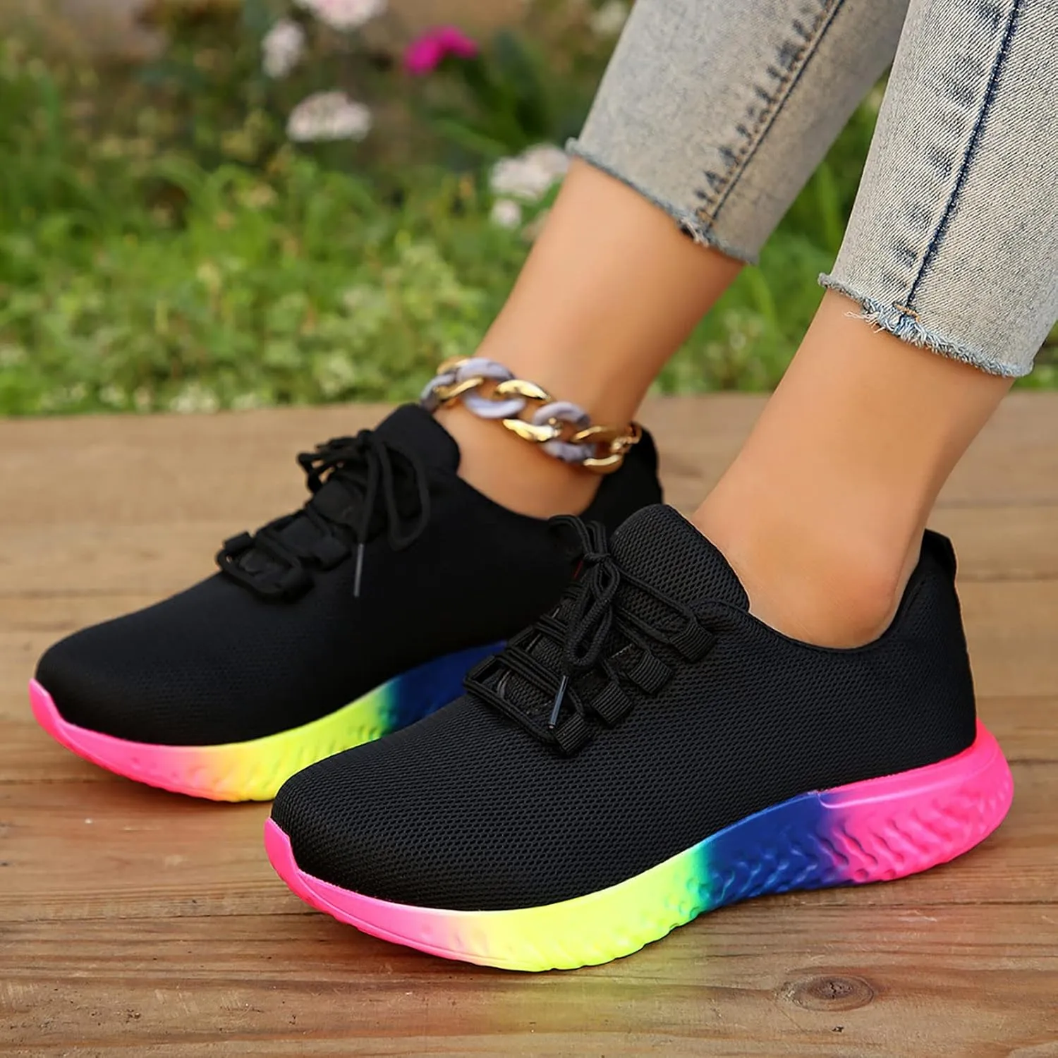SBGMoSJ Business Casual Sneakers for Women 2023 Zapatillas Blancas para Mujer Elegantes Women's Tennis Shoes Size 9 Black Trendy Platform Sneakers for Women 2023 Cycling Shoes for Women