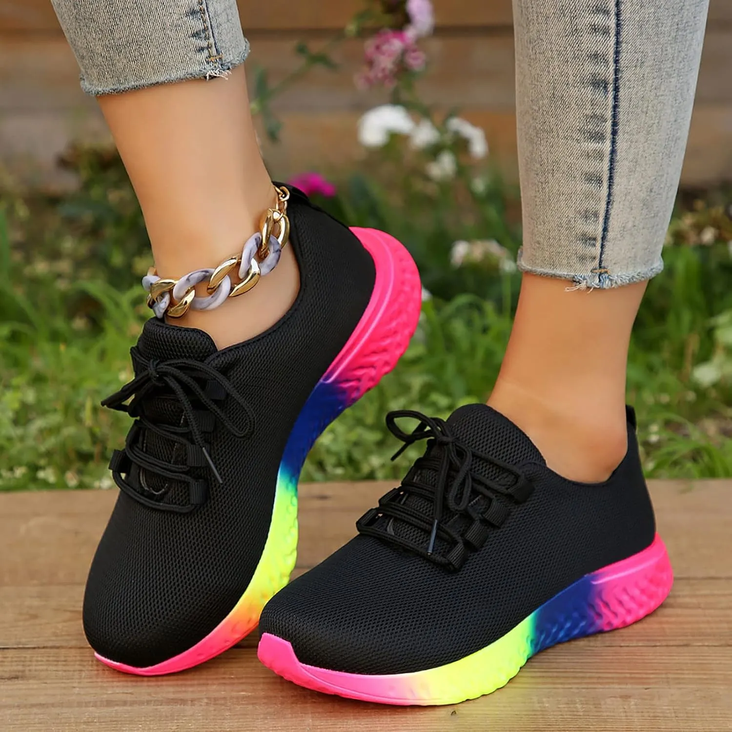 SBGMoSJ Business Casual Sneakers for Women 2023 Zapatillas Blancas para Mujer Elegantes Women's Tennis Shoes Size 9 Black Trendy Platform Sneakers for Women 2023 Cycling Shoes for Women