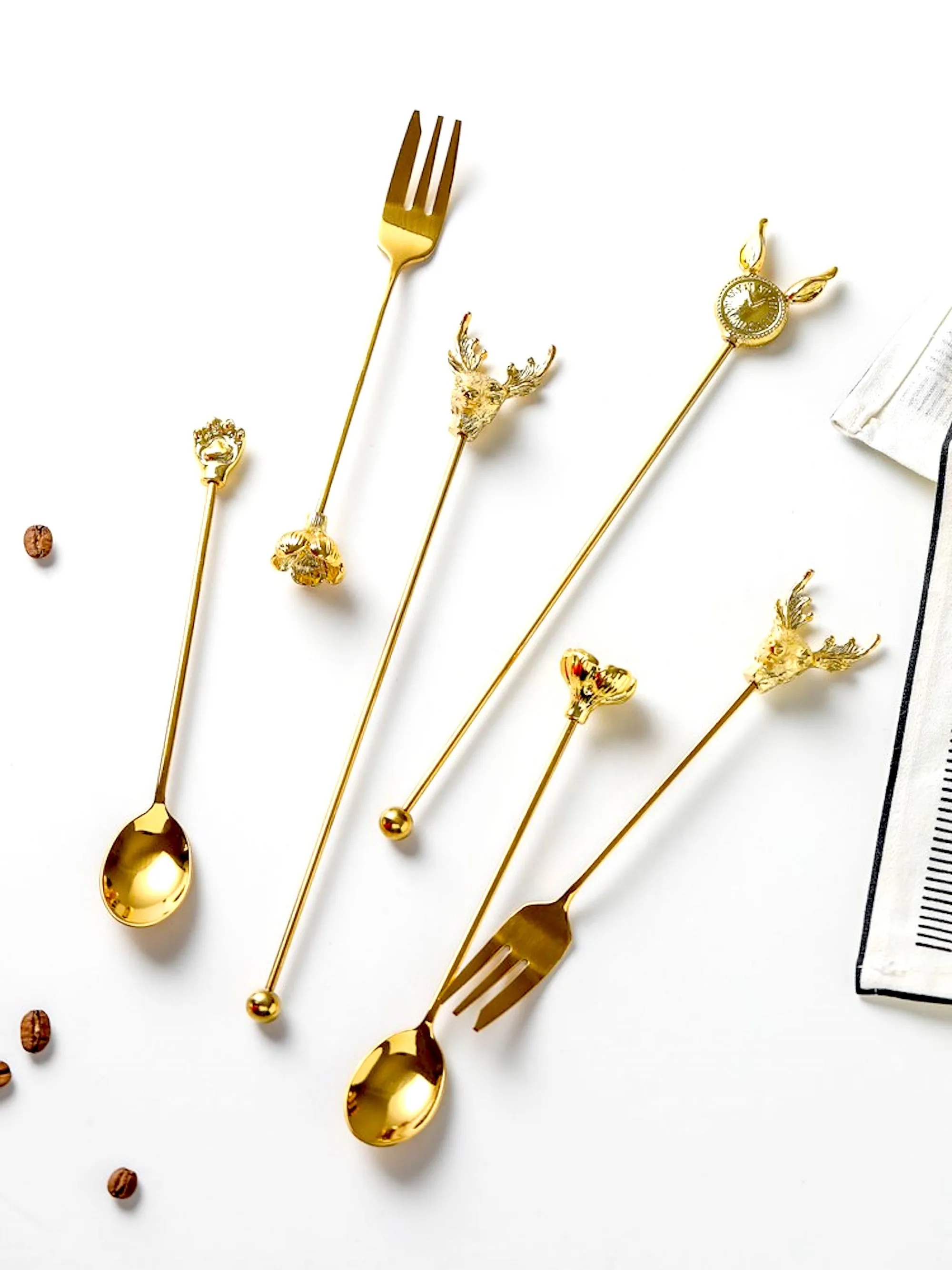 Set of 4 Appetizer Spoon Fork Stirrer
