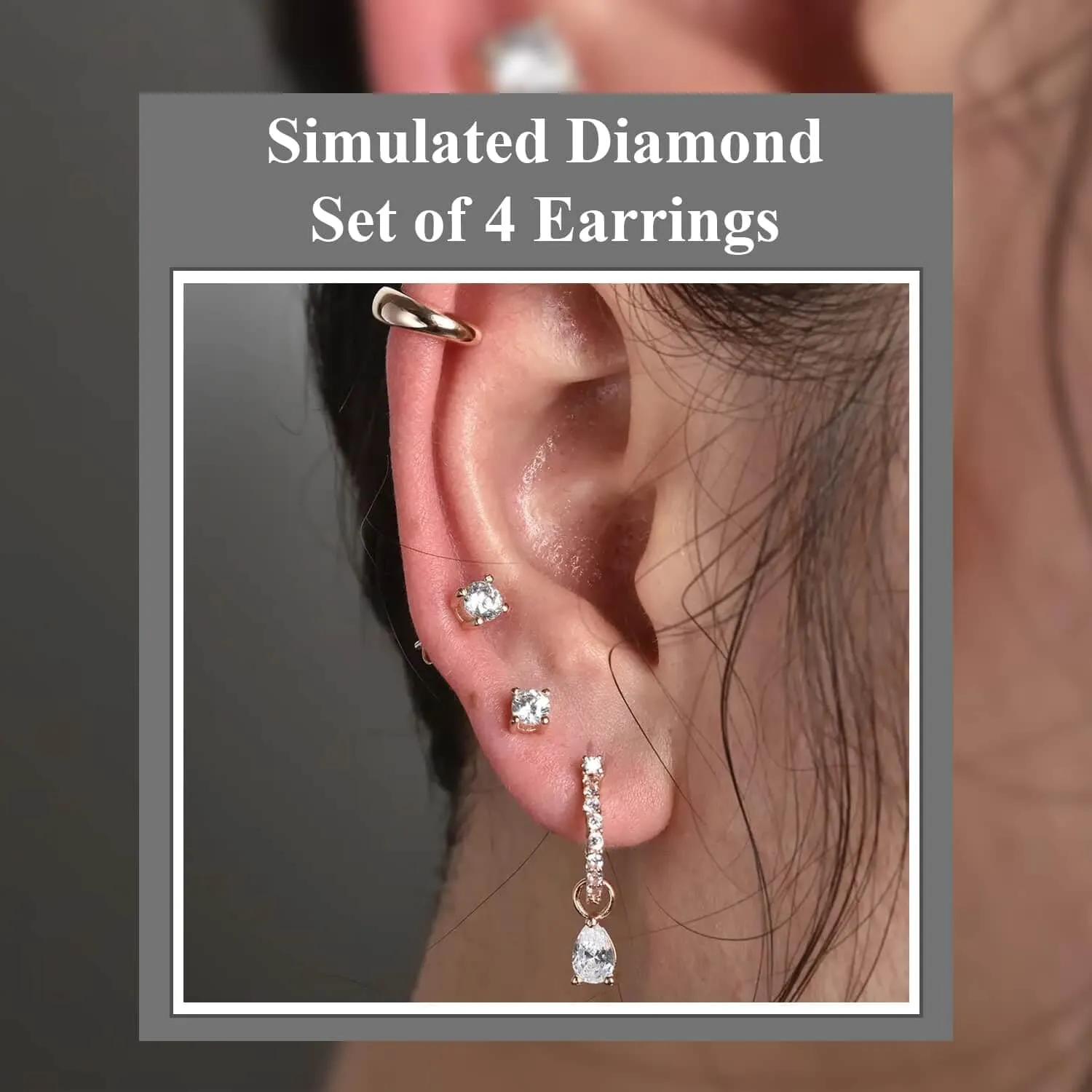 Shop LC 925 Sterling Silver Jewelry Set Cubic Zirconia Huggie Earrings Ear Earring Pairs 1 Hoop Tear Drop Interchangeable Charms 1 Plain Ear Cuffs 2 Stud Earrings for Women Jewelry Birthday Gifts for