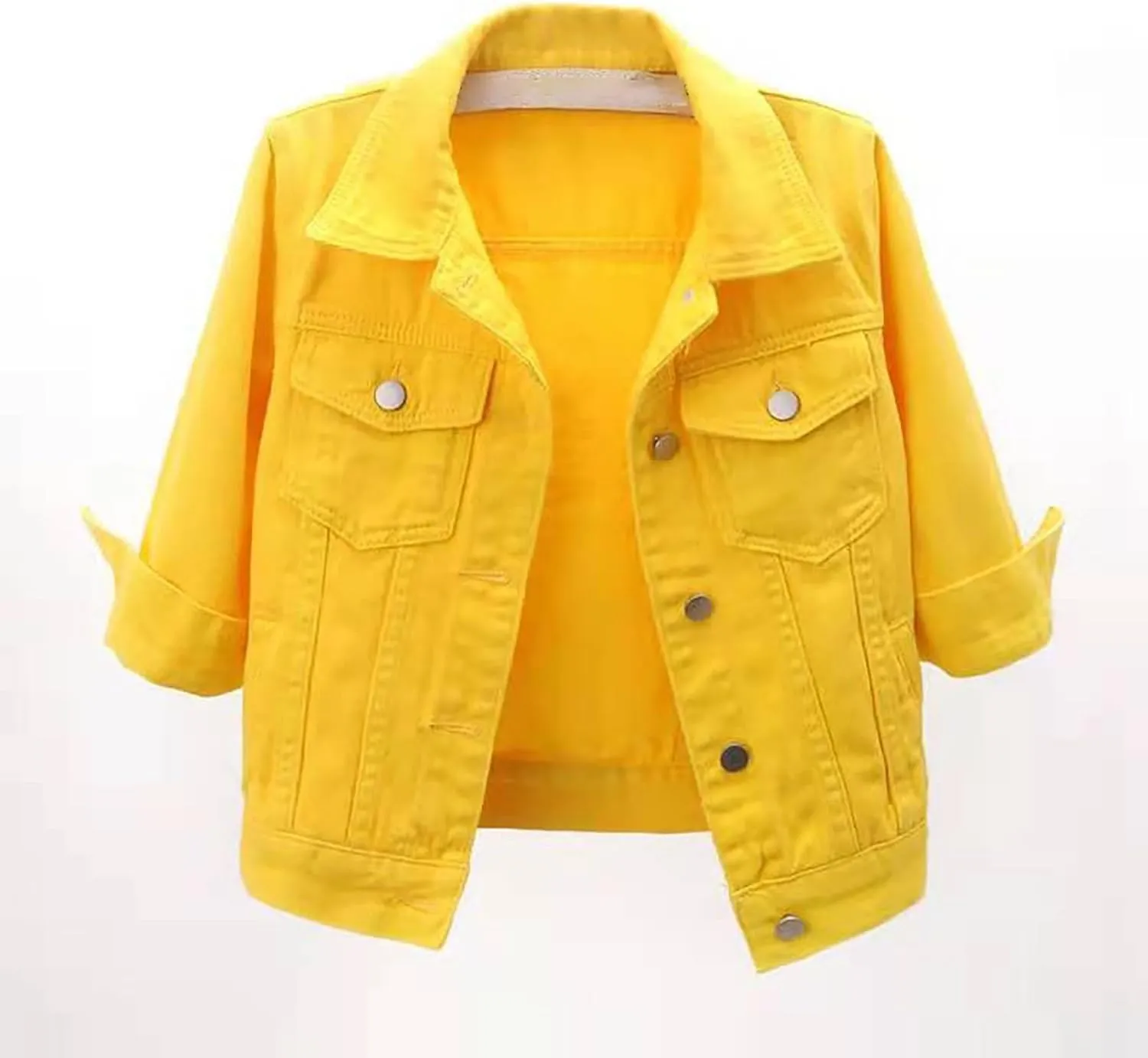 Short Sleeve Denim Jacket for Women Crop Jean Summer Stretch Slim Fit Jean Classic Casual Jackets
