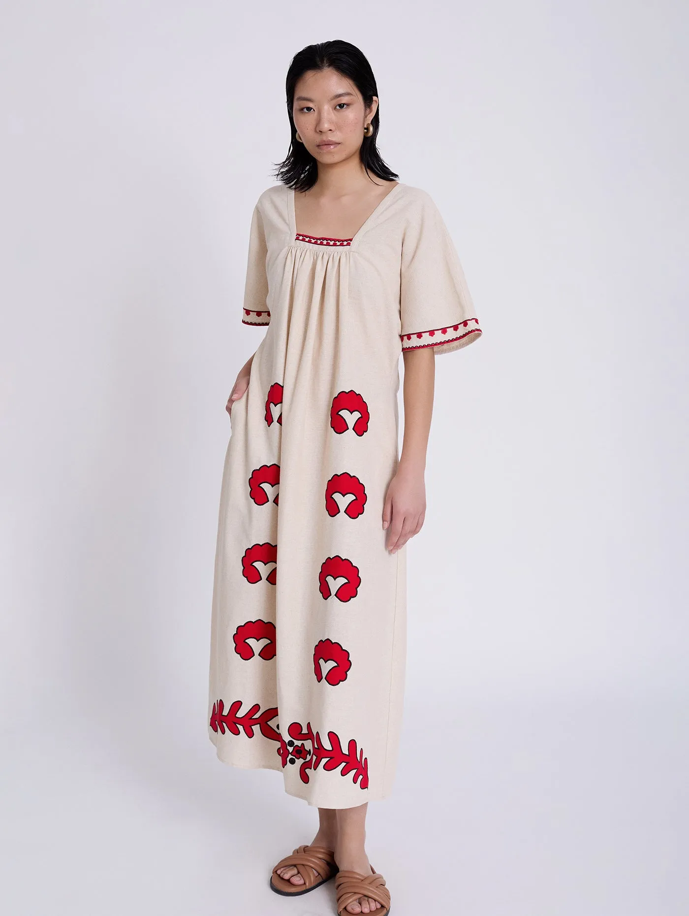 Skatie Floral Embroidered Tunic Dress