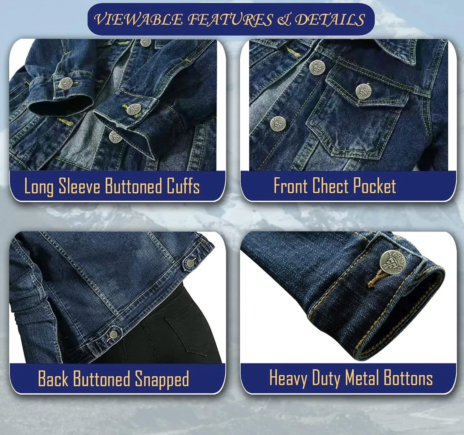 Skylinewears Women's Denim Classic Jackets Long Sleeve Soft Stretch Fit Versatile Button Down Crop Blue Jean Jacket