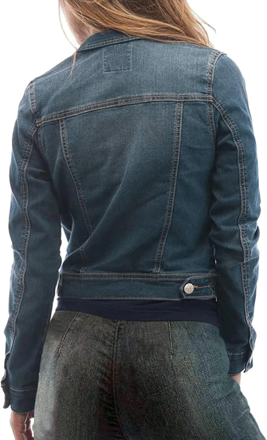 Skylinewears Women's Denim Classic Jackets Long Sleeve Soft Stretch Fit Versatile Button Down Crop Blue Jean Jacket